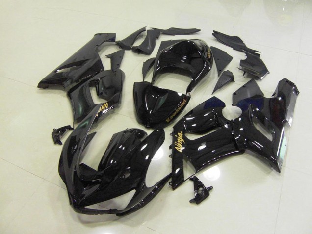 Carenado ZX6R 05-06 - Brillante Negro Oro Calcomanías