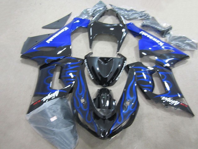 Carenado ZX6R 05-06 - Ninja 636 de llama azul y negra Carenado ZX6R 05-06 - Ninja 636 de llama azul y negra