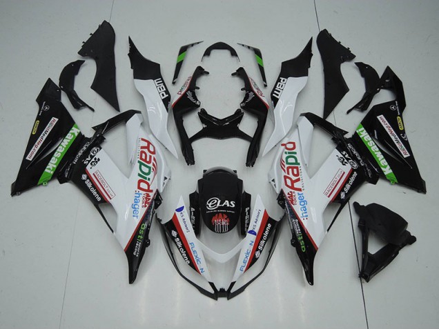 Carenado ZX6R 13-18 - Negro Blanco Rapid Hager Carenado ZX6R 13-18 - Negro Blanco Rapid Hager