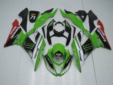 Carenado ZX6R 13-18 - Negro Verde Blanco Monster