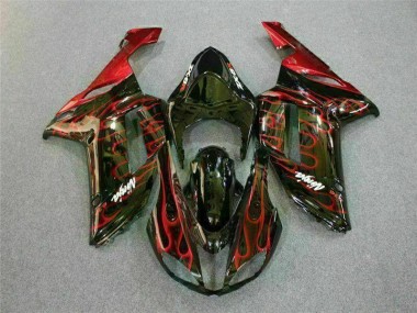 Kit Carenado ZX6R 07-08 - Negro Rojo Llama