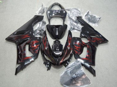 Kits Carenado ZX6R 05-06 - Negro Rojo Llama