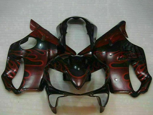 Carenados Moto Honda CBR600 F4i 2004-2007 - Negro Brillante Rojo Llama Fabricantes