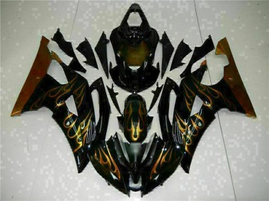 Carenados Moto Yamaha YZF R6 2008-2016 - Negro Brillante Oro Llama Fabricantes
