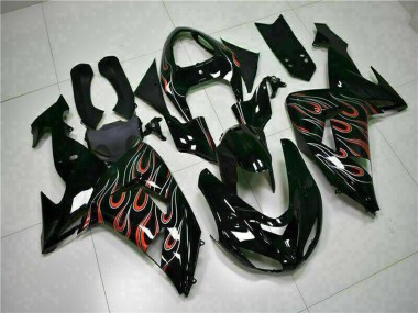 Kits Carenado Moto Kawasaki ZX10R 2006-2007 - Negro Brillante Rojo Llama Fabricantes