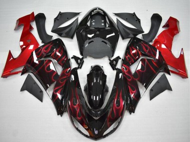 Carenado Moto Kawasaki ZX10R 2006-2007 - Negro Brillante Rojo Llama Fabricantes