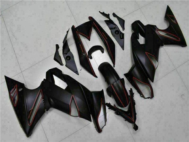 Carenados Moto Kawasaki EX650 2009-2011 - Negro Mate Rojo Raya Fabricantes