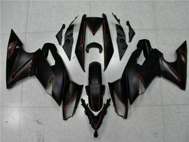 Carenados Moto Kawasaki EX650 2009-2011 - Negro Mate Rojo Raya Fabricantes