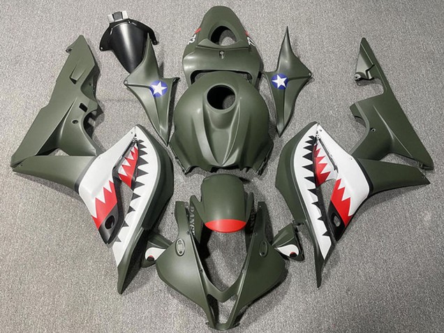 Carenados Moto Honda CBR600RR 2007-2008 - Verde Militar Blanco Rojo Tiburón Fabricantes
