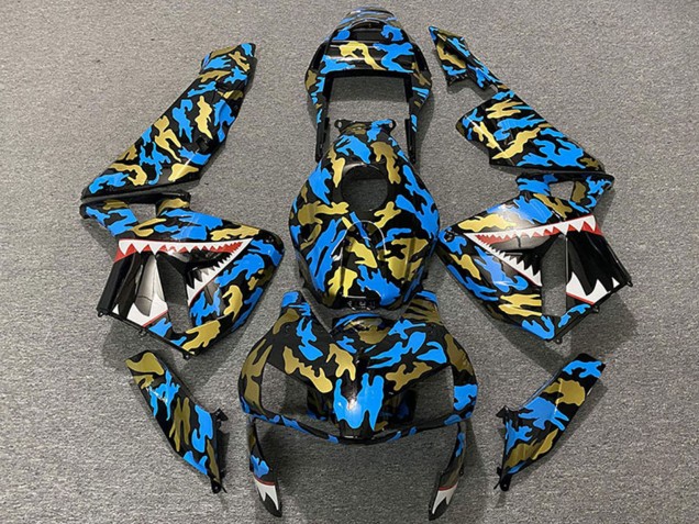 Carenados Moto Honda CBR600RR 2003-2004 - Azul Oro Camouflage Tiburón Fabricantes