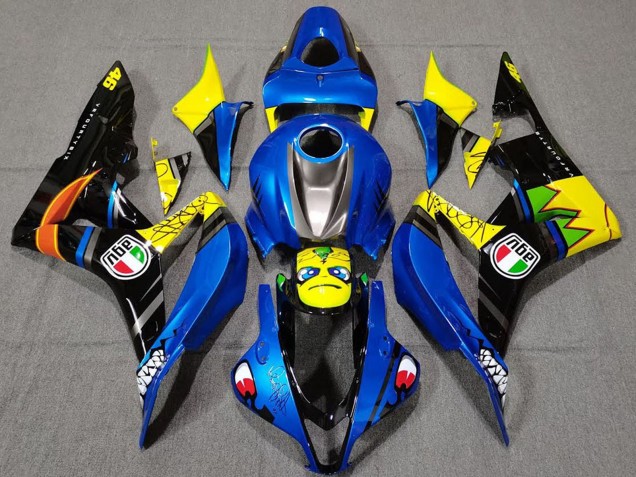Carenados Moto Honda CBR600RR 2007-2008 - Azul Amarillo Negro Brillante Tiburón Fabricantes
