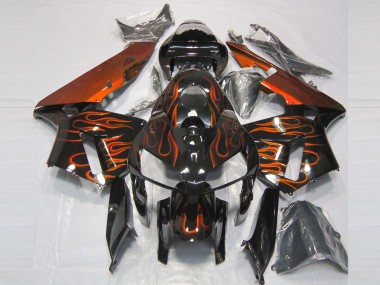 Carenados Moto Honda CBR600RR 2005-2006 - Negro Brillante Naranja Llama Fabricantes