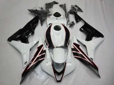 Carenados Moto Honda CBR600RR 2007-2008 - Blanco Negro Brillante OEM Estilo Fabricantes