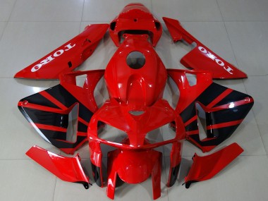 Carenados Moto Honda CBR600RR 2005-2006 - Rojo Brillante Negro Fabricantes
