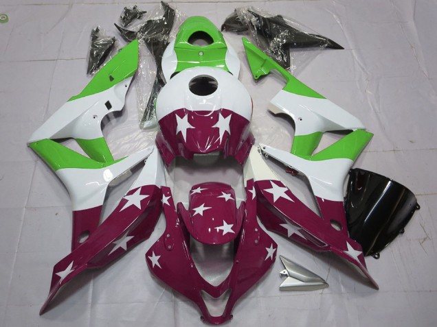 Carenados Moto Honda CBR600RR 2007-2008 - Blanco Verde Rojo Granate Estrellas Raya Fabricantes