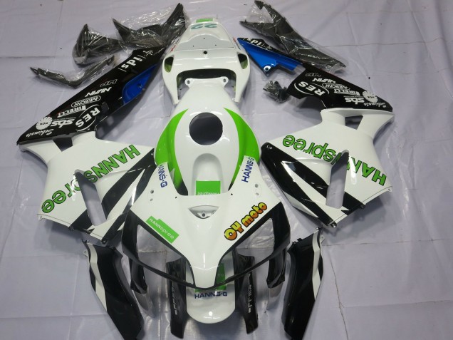 Carenados Moto Honda CBR600RR 2005-2006 - Blanco Verde Negro Brillante HannSpree Fabricantes