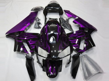 Carenados Moto Honda CBR600RR 2003-2004 - Negro Brillante Púrpura Llama Fabricantes