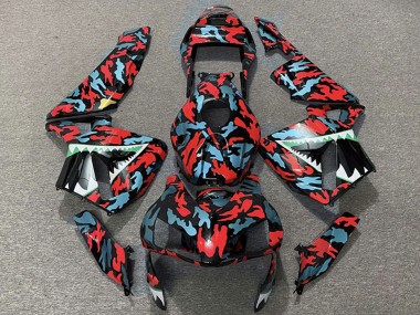 Carenados Moto Honda CBR600RR 2003-2004 - Rojo Azul Camouflage Tiburón Fabricantes