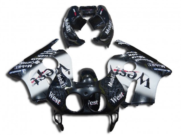 Carenados Moto Honda CBR250RR 1990-1998 - Negro Brillante Blanco West Fabricantes