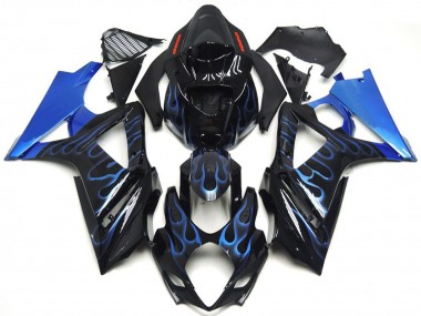 Carenados Moto Suzuki GSXR 1000 2007-2008 - Negro Brillante Azul Llama Fabricantes