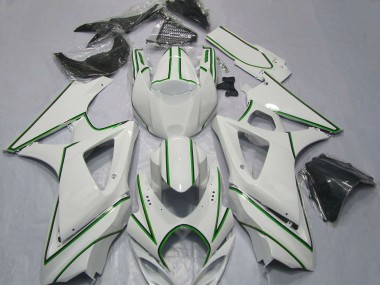 Carenados Moto Suzuki GSXR 1000 2007-2008 - Blanco Brillante Verde Pinstripe Fabricantes