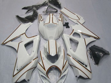 Carenados Moto Suzuki GSXR 1000 2007-2008 - Blanco Brillante Naranja Pinstripe Fabricantes