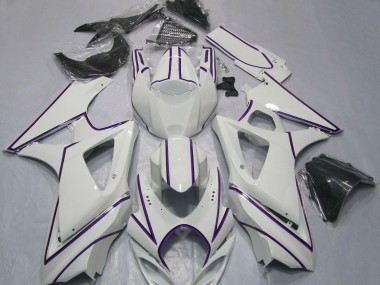 Carenados Moto Suzuki GSXR 1000 2007-2008 - Blanco Brillante Púrpura Pinstripe Fabricantes