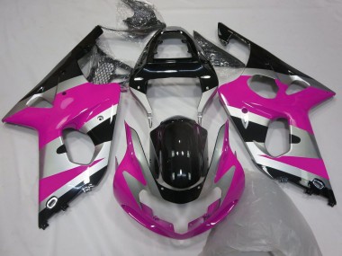 Carenados Moto Suzuki GSXR 1000 2000-2002 - Rosa Plata Negro Brillante OEM Estilo Fabricantes