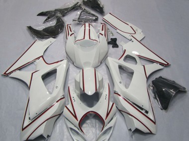 Carenados Moto Suzuki GSXR 1000 2007-2008 - Blanco Rojo Pinstripe Fabricantes