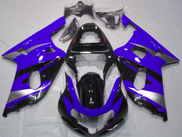 Carenados Moto Suzuki GSXR 600 / GSXR 750 2001-2003 - Azul Plata Negro Brillante OEM Estilo Fabricantes