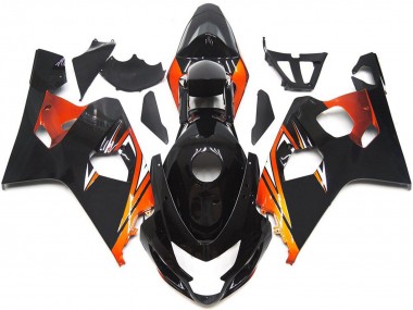 Carenados Moto Suzuki GSXR 600 / GSXR 750 2004-2005 - Negro Brillante Naranja OEM Estilo Fabricantes