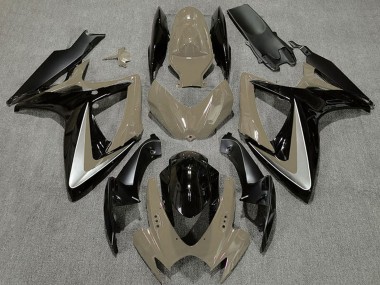 Carenados Moto Suzuki GSXR 600 / GSXR 750 2006-2007 - Bronceado del Desierto Plata Negro Brillante OEM Estilo Fabricantes