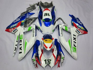 Carenados Moto Suzuki GSXR 600 / GSXR 750 2008-2010 - Blanco Azul Verde Amarillo Rojo Fixi 16 Fabricantes