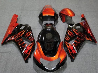 Carenados Moto Suzuki GSXR 600 / GSXR 750 2001-2003 - Negro Brillante Naranja Llama Fabricantes