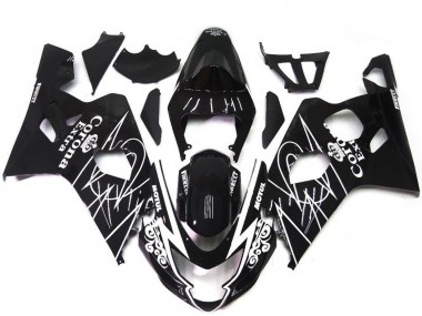 Carenados Moto Suzuki GSXR 600 / GSXR 750 2004-2005 - Negro Brillante Blanco Corona Estilo Fabricantes