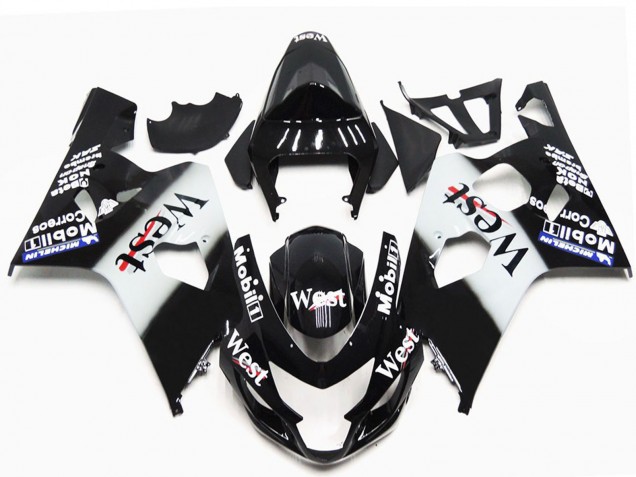 Carenados Moto Suzuki GSXR 600 / GSXR 750 2004-2005 - Negro Brillante Blanco West OEM Estilo Fabricantes