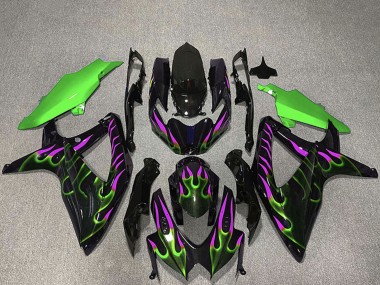 Carenados Moto Suzuki GSXR 600 / GSXR 750 2008-2010 - Negro Brillante Verde Púrpura Llama Fabricantes