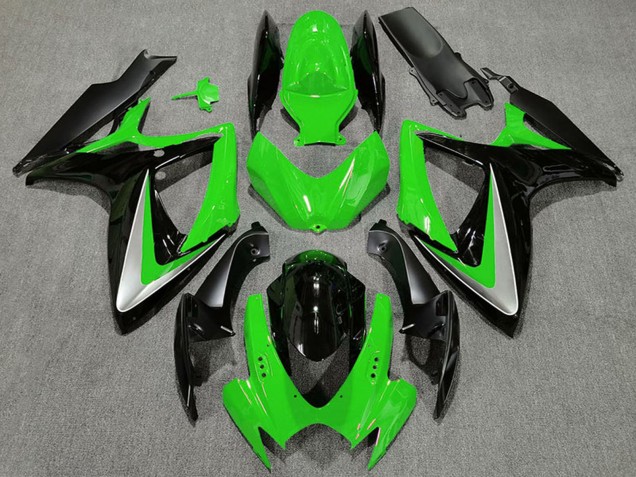 Carenados Moto Suzuki GSXR 600 / GSXR 750 2006-2007 - Verde Plata Negro Brillante OEM Estilo Fabricantes