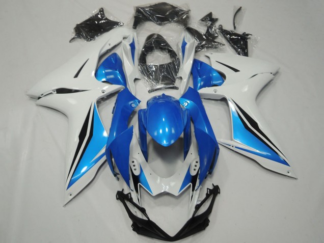 Carenados Moto Suzuki GSXR 600 / GSXR 750 2011-2024 - Blanco Azul Claro Negro Brillante OEM Estilo Fabricantes