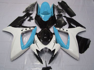 Carenados Moto Suzuki GSXR 600 / GSXR 750 2006-2007 - Azul Claro Blanco Negro Brillante Estrella Fabricantes