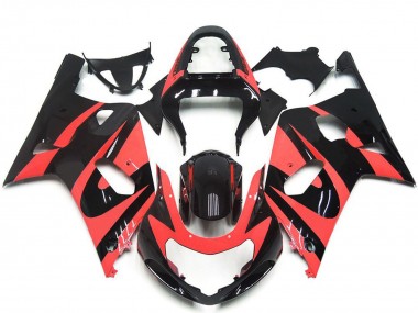 Carenados Moto Suzuki GSXR 600 / GSXR 750 2001-2003 - Rojo Claro Negro Brillante OEM Estilo Fabricantes