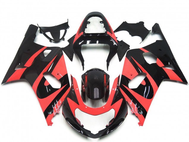 Carenados Moto Suzuki GSXR 600 / GSXR 750 2001-2003 - Rojo Claro Negro Brillante OEM Estilo Fabricantes