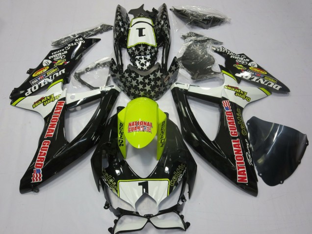 Carenados Moto Suzuki GSXR 600 / GSXR 750 2008-2010 - Blanco Amarillo Rojo Negro National Guard Fabricantes
