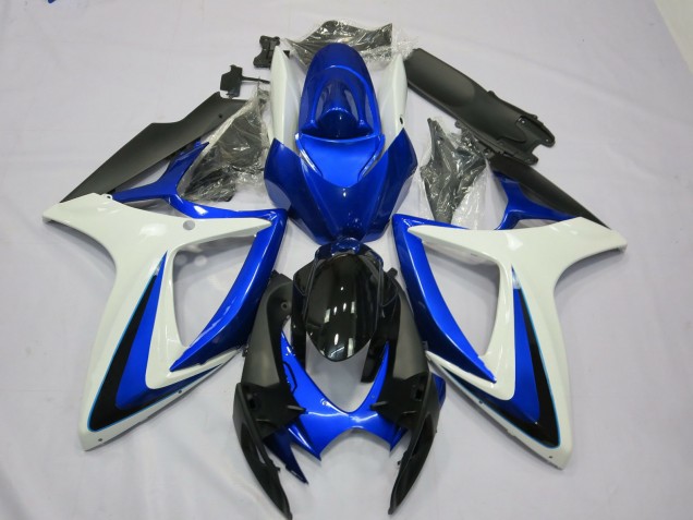 Carenados Moto Suzuki GSXR 600 / GSXR 750 2006-2007 - Blanco Azul Negro Brillante OEM Estilo Fabricantes