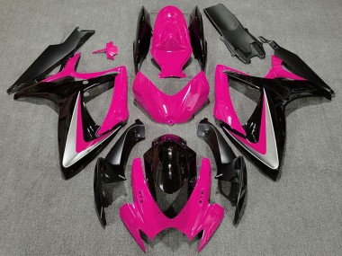 Carenados Moto Suzuki GSXR 600 / GSXR 750 2006-2007 - Rosa Plata Negro Brillante OEM Estilo Fabricantes