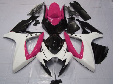 Carenados Moto Suzuki GSXR 600 / GSXR 750 2006-2007 - Rosa Blanco Negro Brillante Estrella Fabricantes