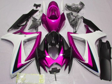 Carenados Moto Suzuki GSXR 600 / GSXR 750 2006-2007 - Blanco Rosa Negro Brillante Fabricantes