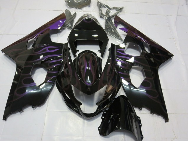 Carenados Moto Suzuki GSXR 600 / GSXR 750 2004-2005 - Negro Brillante Púrpura Llama Fabricantes