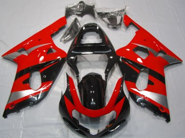 Carenados Moto Suzuki GSXR 600 / GSXR 750 2001-2003 - Rojo Plata Negro Brillante OEM Estilo Fabricantes