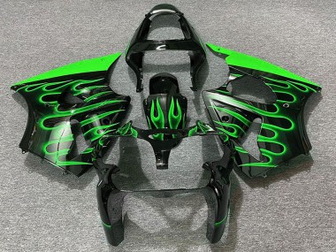 Carenados Moto Kawasaki ZX6R 2000-2002 - Negro Brillante Verde Llama Fabricantes